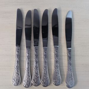Set of 6 Cambridge Silver Snowflake Frost Solid Handle Knives